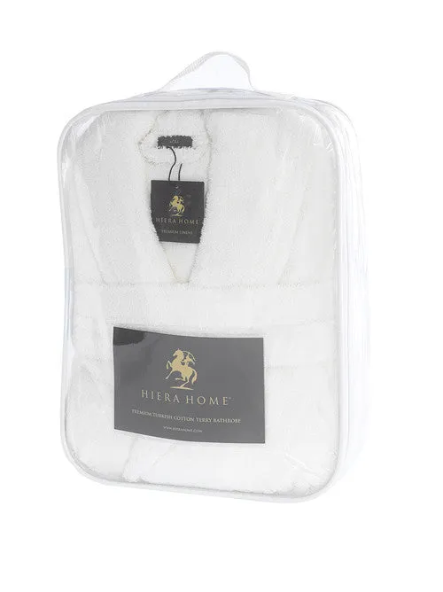 Men's Full Length Terry Bathrobe, White L/XL