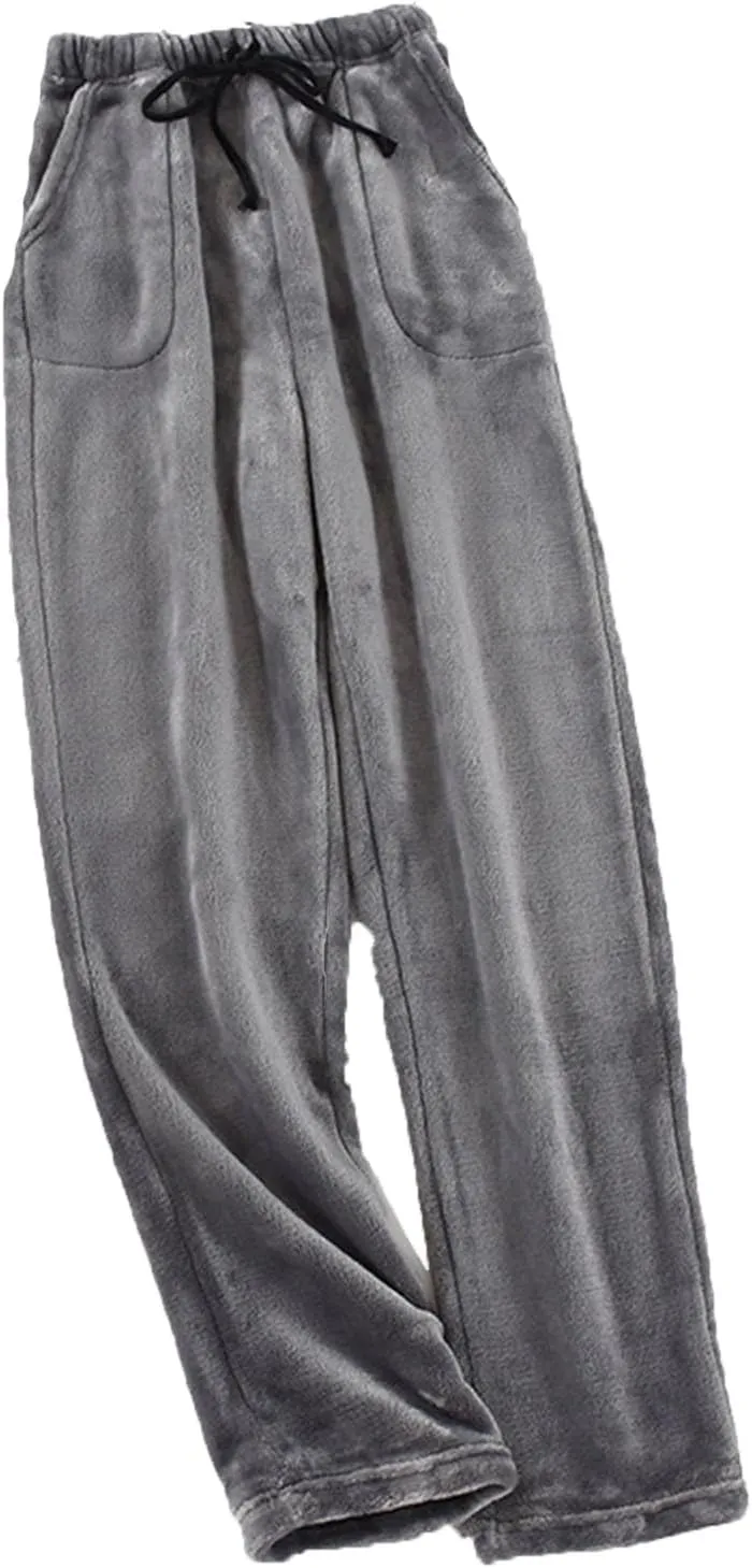 Men's Fuzzy Fleece Sleep Lounge Pajamas Pants Comfy Warm Fluffy Plush Home Pants Nightwear