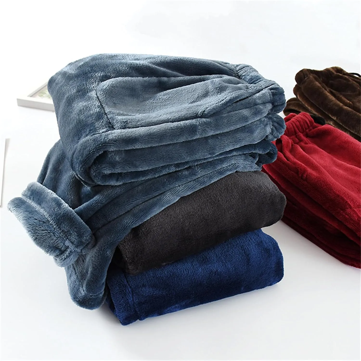 Men's Fuzzy Fleece Sleep Lounge Pajamas Pants Comfy Warm Fluffy Plush Home Pants Nightwear