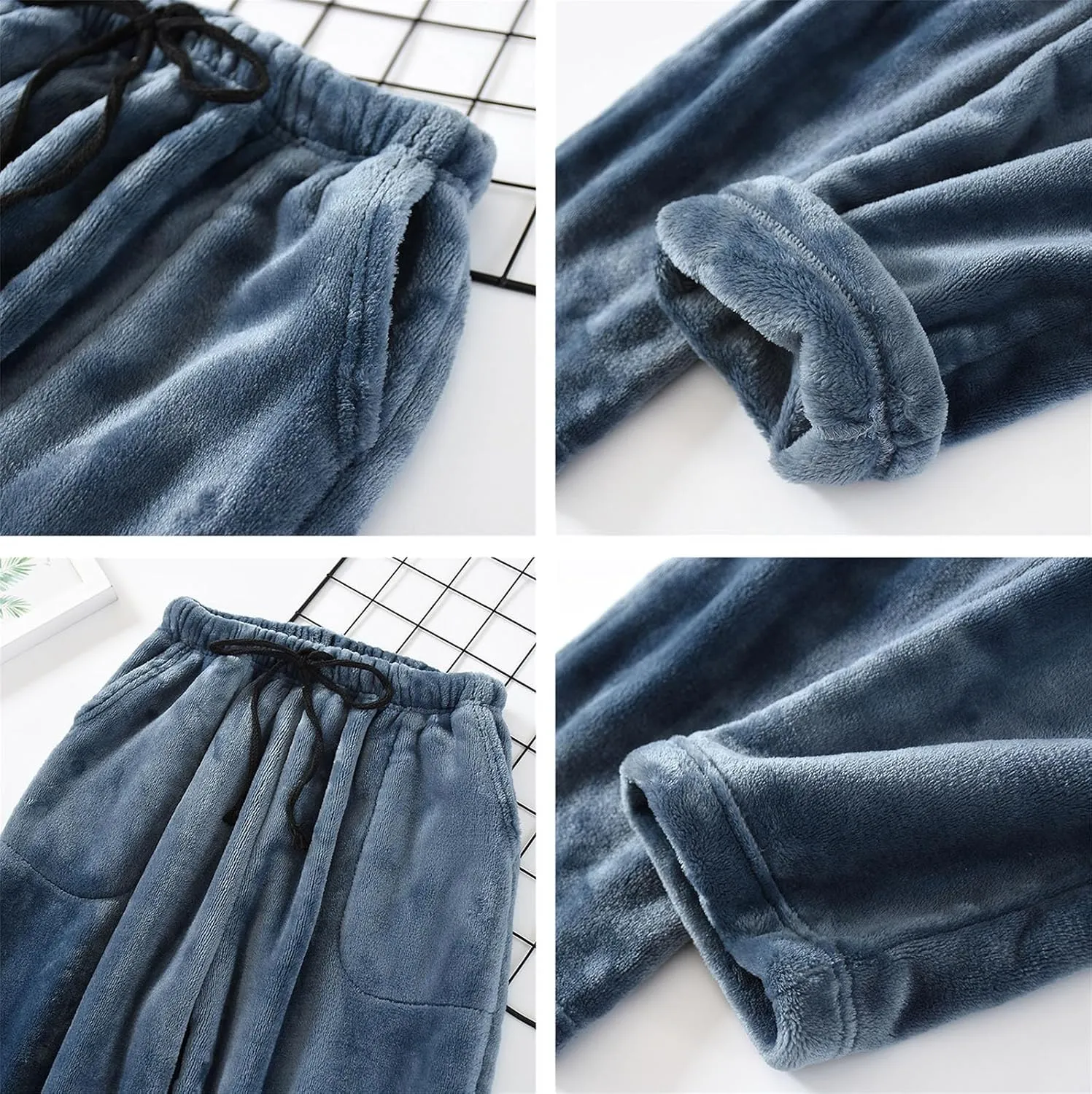 Men's Fuzzy Fleece Sleep Lounge Pajamas Pants Comfy Warm Fluffy Plush Home Pants Nightwear