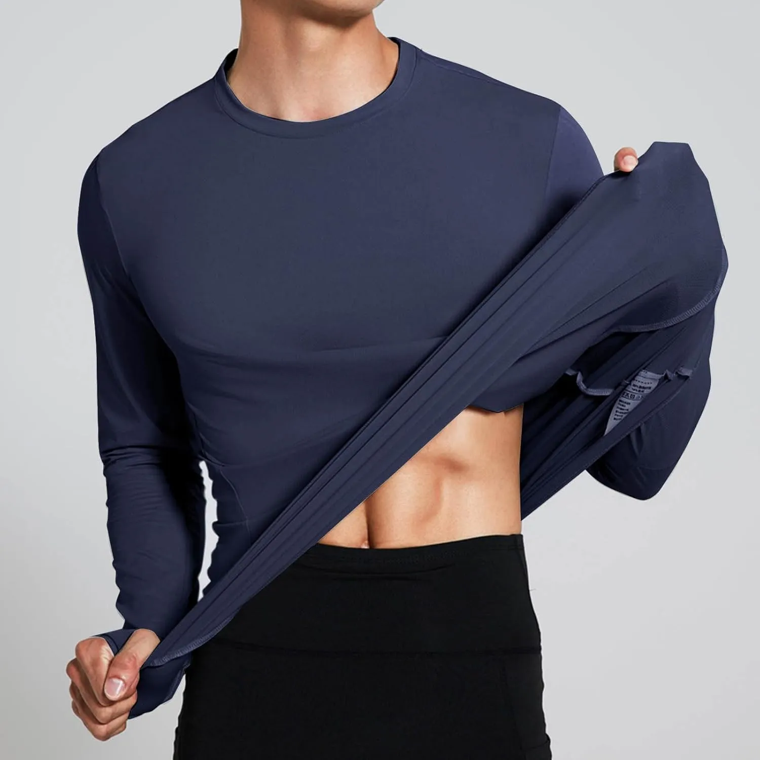 Mens Long Sleeve Shirts UPF 50  UV Sun Protection Athletic Shirt for Hiking Running Workout Rash Guard with Thumb Hole