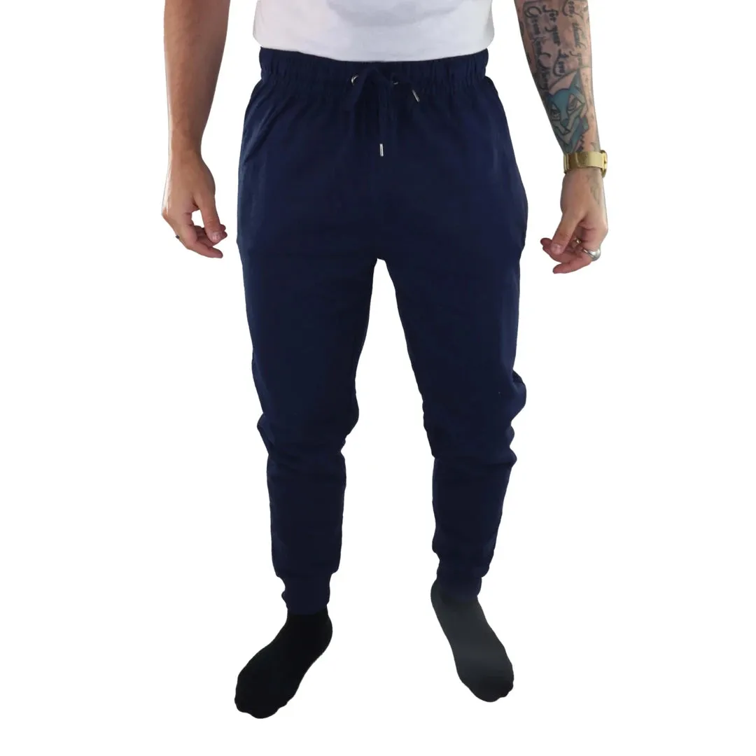 Men's Navy Joggers Lounge Pants Elasticated Pockets Gym Training Sports