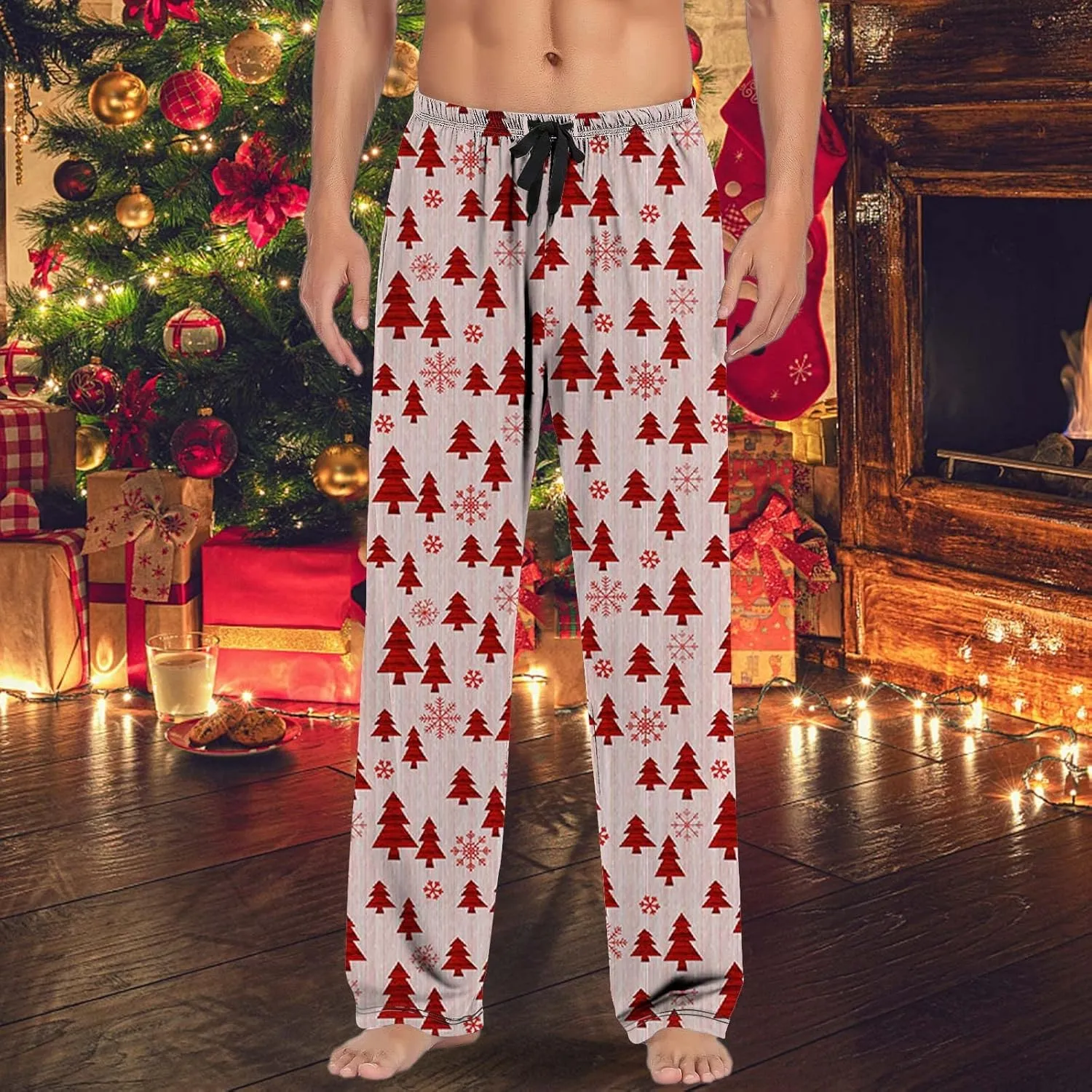 Mens Pajama Bottoms Pants with Drawstring and Pockets Lounge Pants Men Couples Christmas Pajamas Mens Pj Family