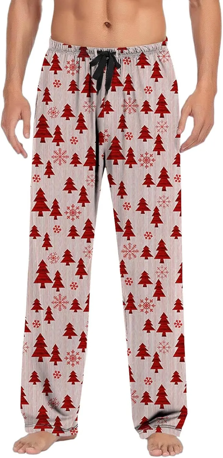 Mens Pajama Bottoms Pants with Drawstring and Pockets Lounge Pants Men Couples Christmas Pajamas Mens Pj Family
