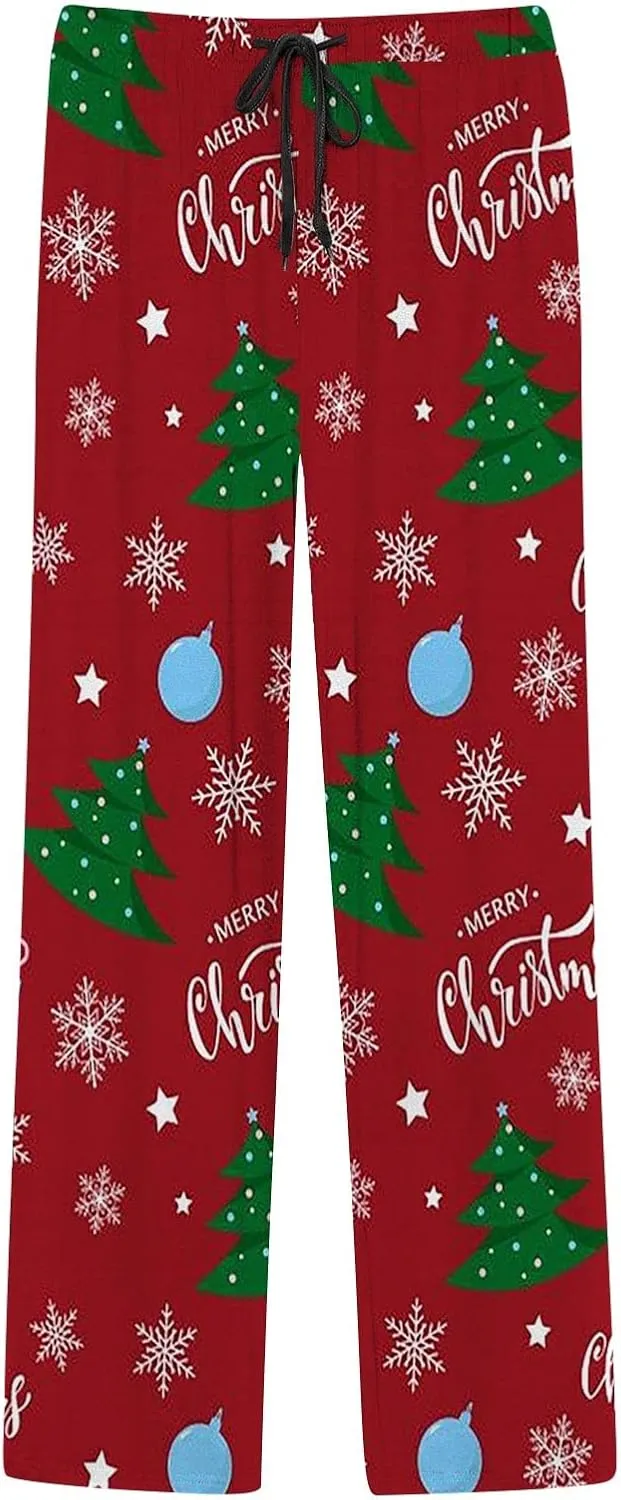Mens Pajama Bottoms Pants with Drawstring and Pockets Lounge Pants Men Couples Christmas Pajamas Mens Pj Family