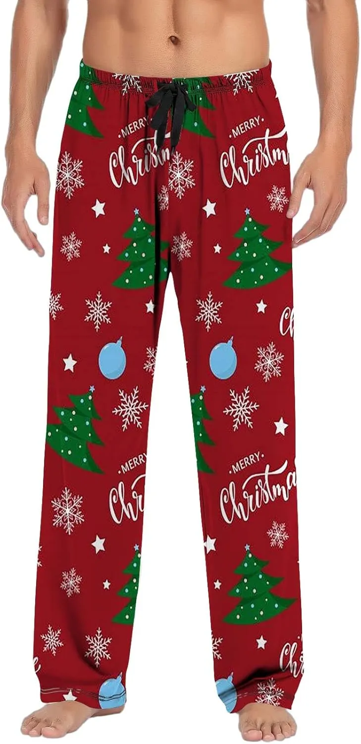 Mens Pajama Bottoms Pants with Drawstring and Pockets Lounge Pants Men Couples Christmas Pajamas Mens Pj Family