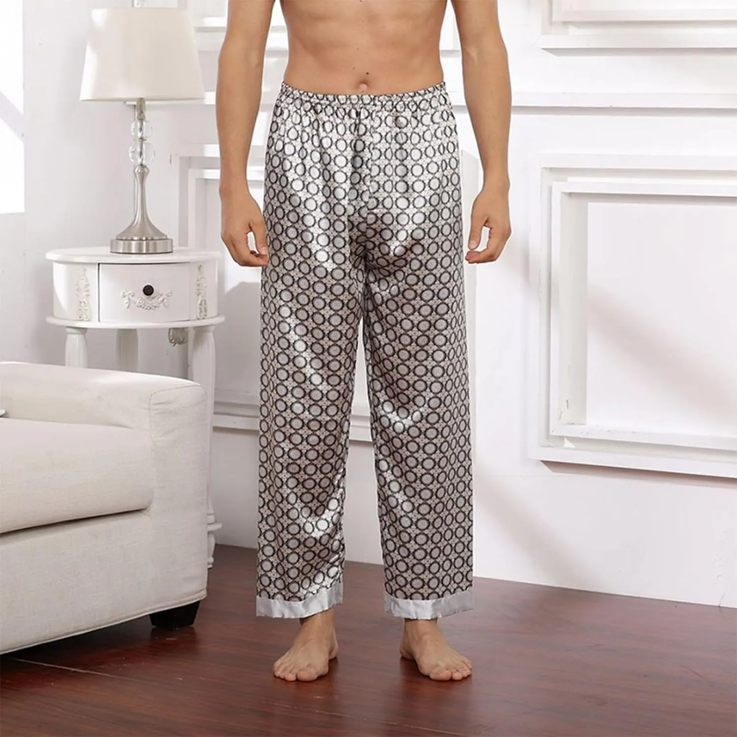 Mens Pajama Pants, Soft Cotton Sleep Lounge Pants Solid Comfort Soft Sleep Pant with Pockets and Drawstring