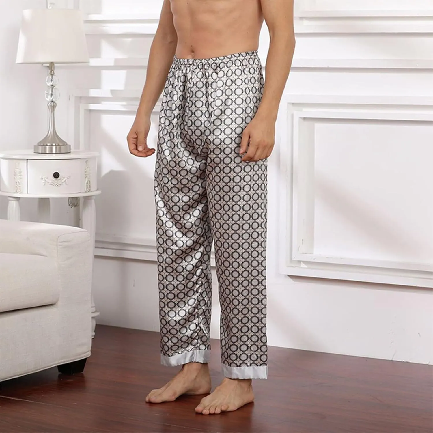Mens Pajama Pants, Soft Cotton Sleep Lounge Pants Solid Comfort Soft Sleep Pant with Pockets and Drawstring
