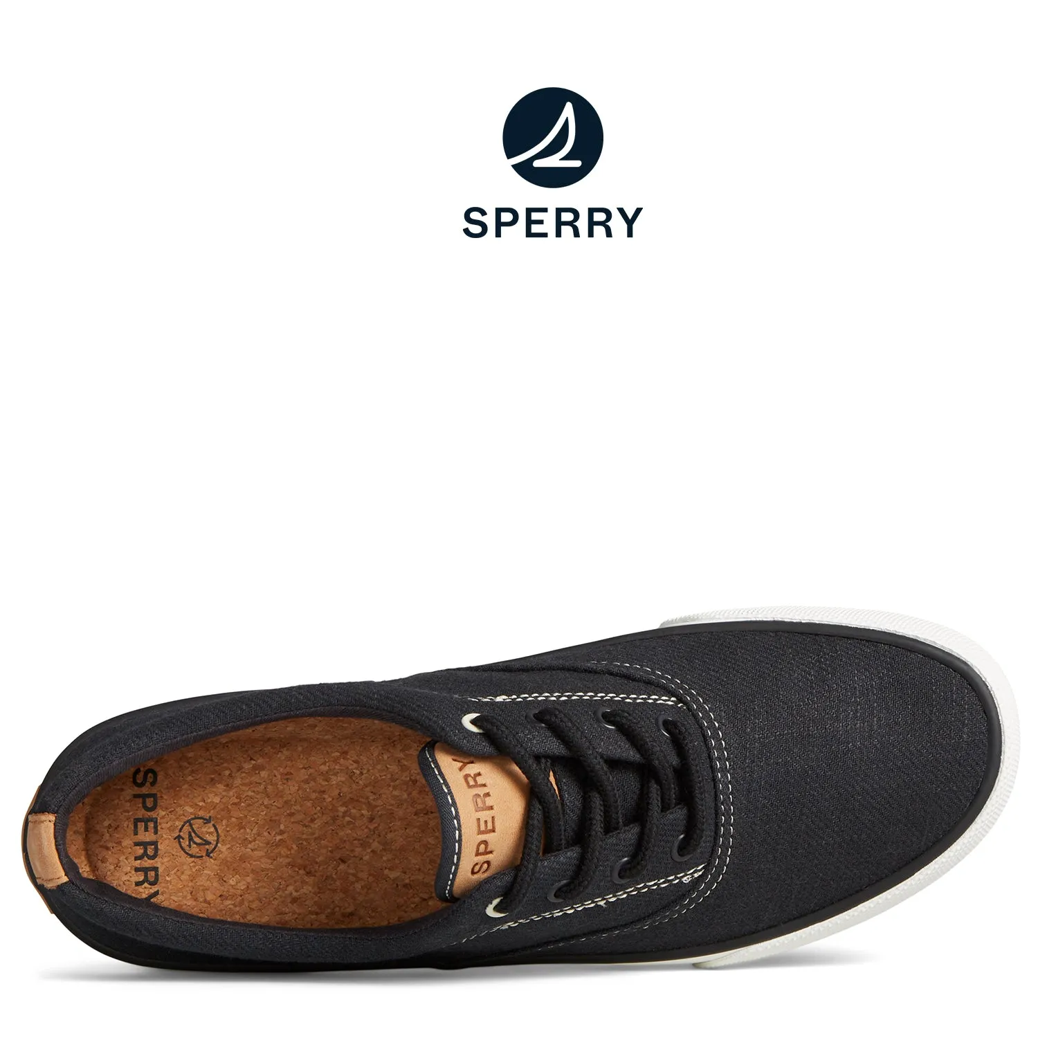 Men's SeaCycled™ Striper II Slub Linen Sneaker Black (STS25664)
