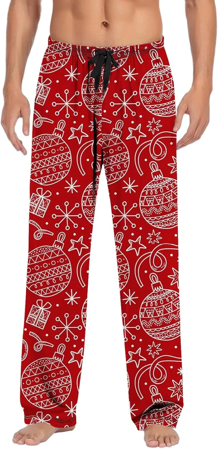 Men's Soft Cotton Elastic Mens Christmas Casual Pants Pajama Pants with Drawstring and Pockets Pajama Pants for Men