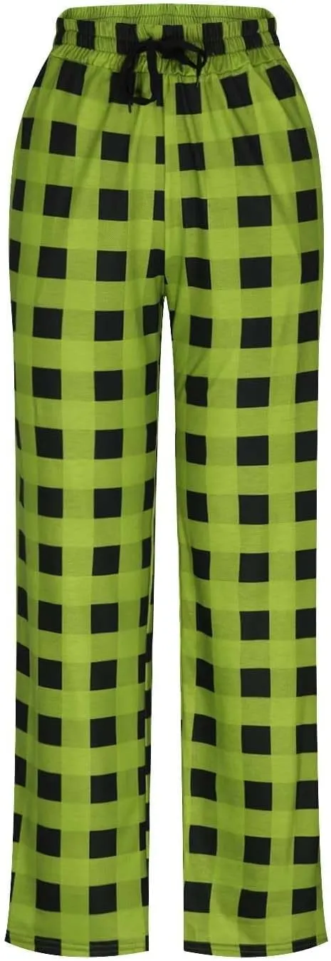 Men's Sweatpants Plaid Print Lounge Pants Drawstring Stylish Pajama Pants Workout Casual Sleep Bottoms with Pockets