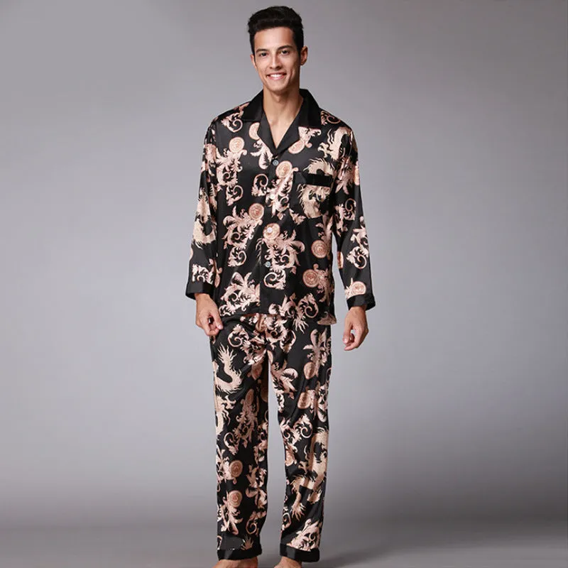 Men's Trendy Short Sleeved Trousers Pajama Set