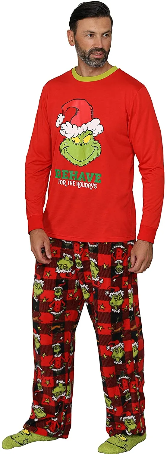 Merry Christmas family cotton pajama set with cute cartoon print