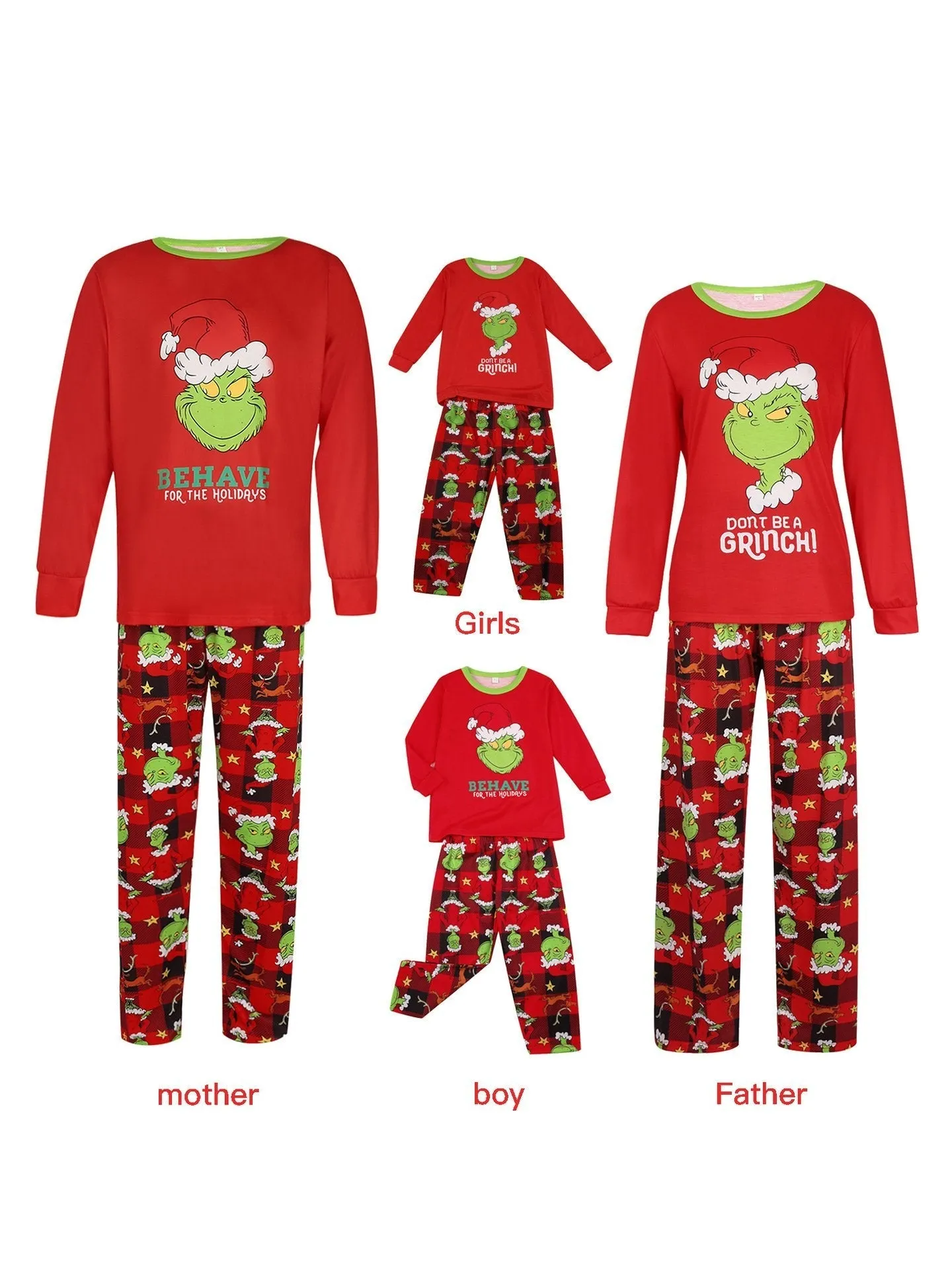 Merry Christmas family cotton pajama set with cute cartoon print