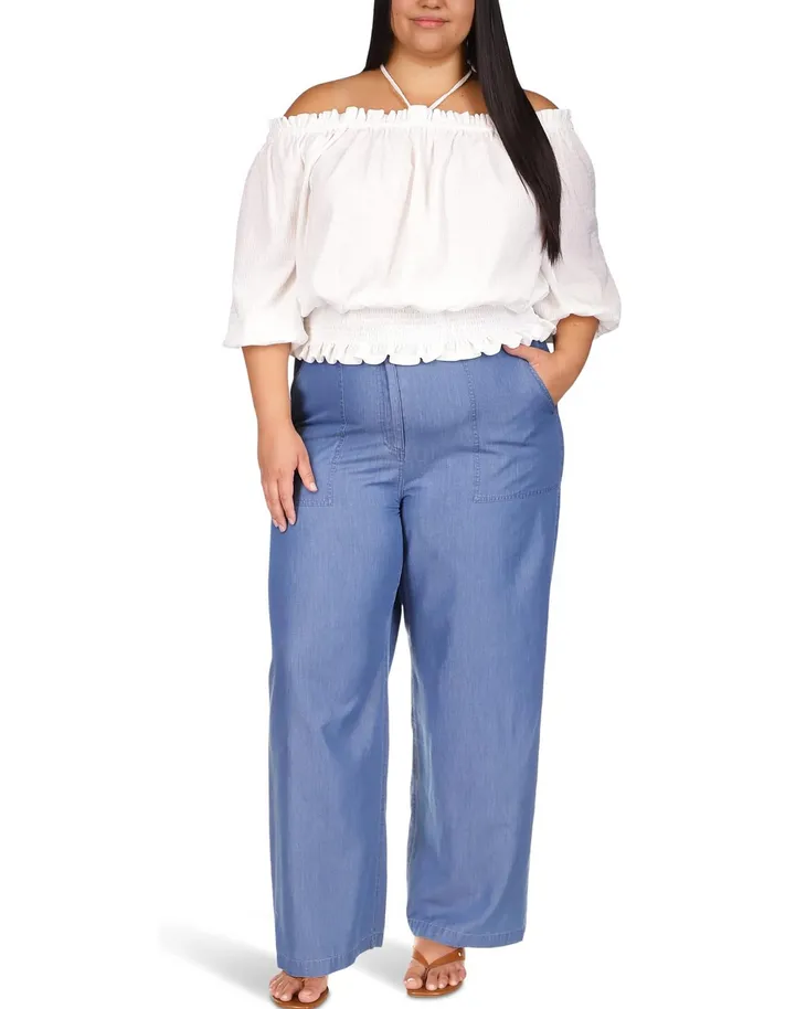 MICHAEL MICHAEL KORS Plus Size Chambray Wide Leg Pants