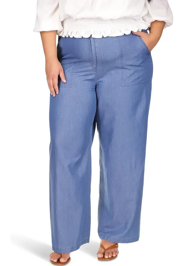 MICHAEL MICHAEL KORS Plus Size Chambray Wide Leg Pants