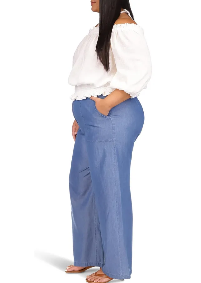 MICHAEL MICHAEL KORS Plus Size Chambray Wide Leg Pants