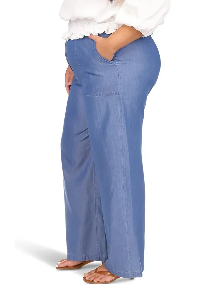 MICHAEL MICHAEL KORS Plus Size Chambray Wide Leg Pants