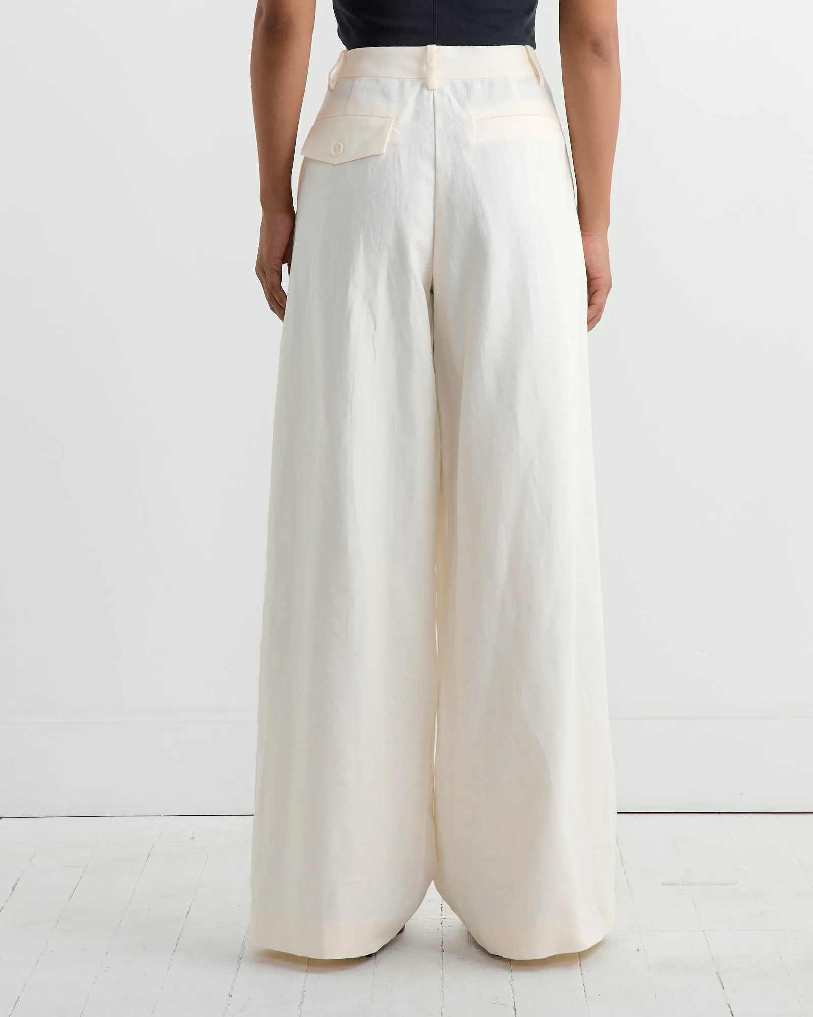 Minimal Fold Trouser in Ivory