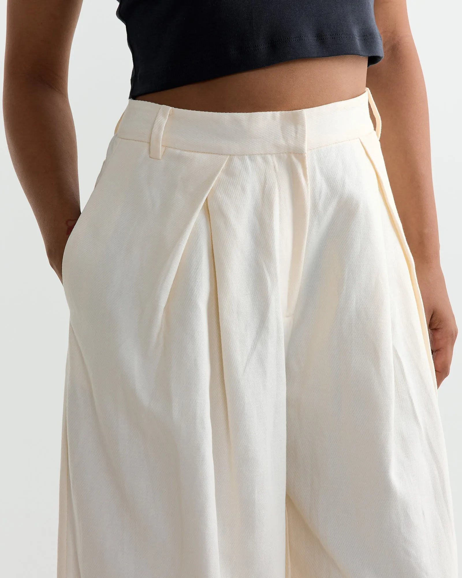 Minimal Fold Trouser in Ivory