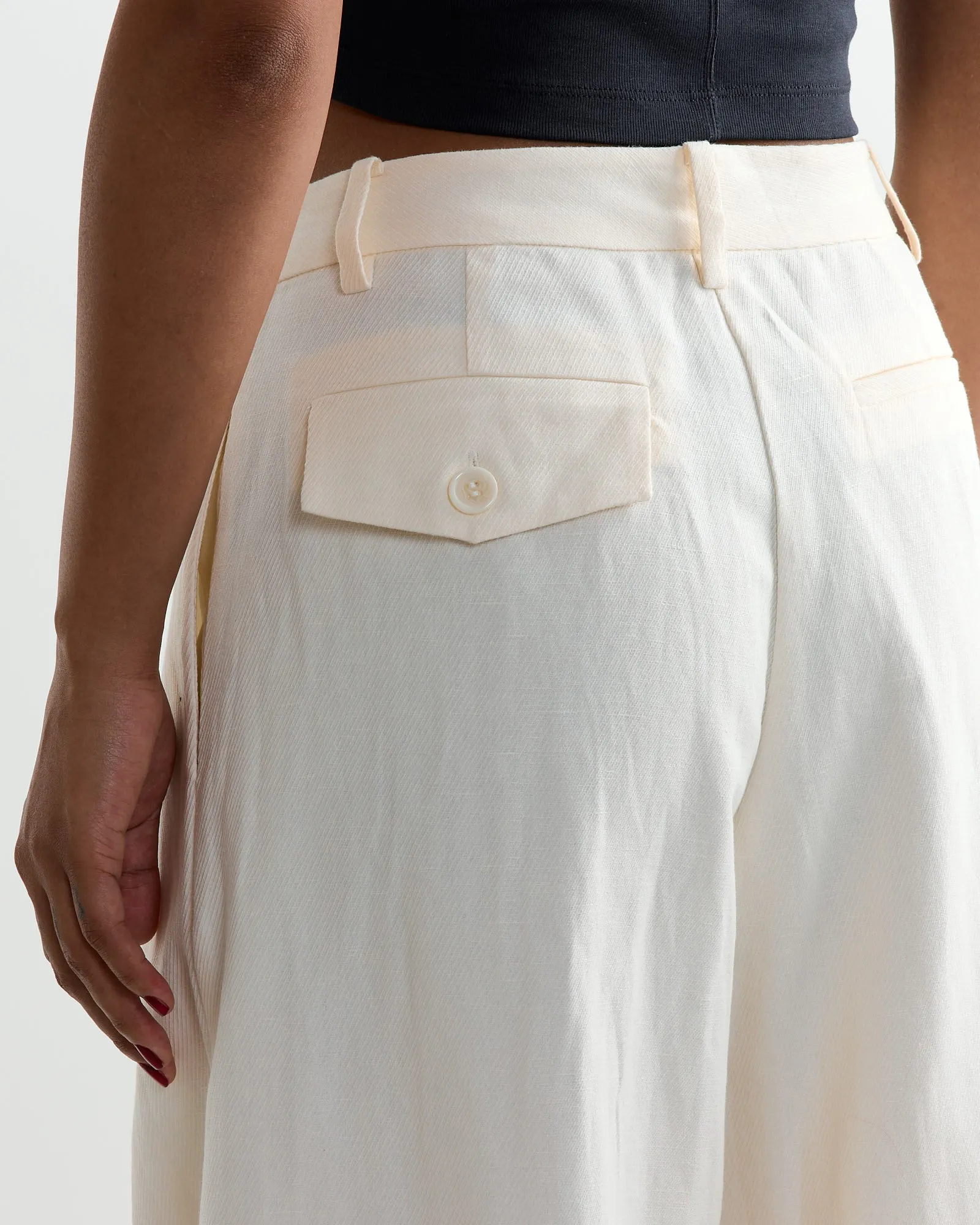 Minimal Fold Trouser in Ivory