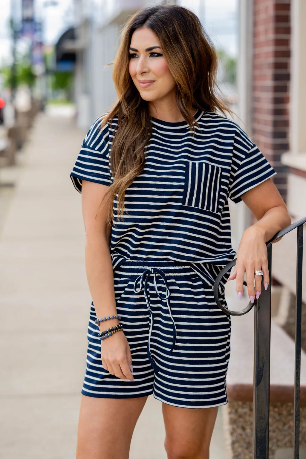 Mixed Stripes Shorts Set