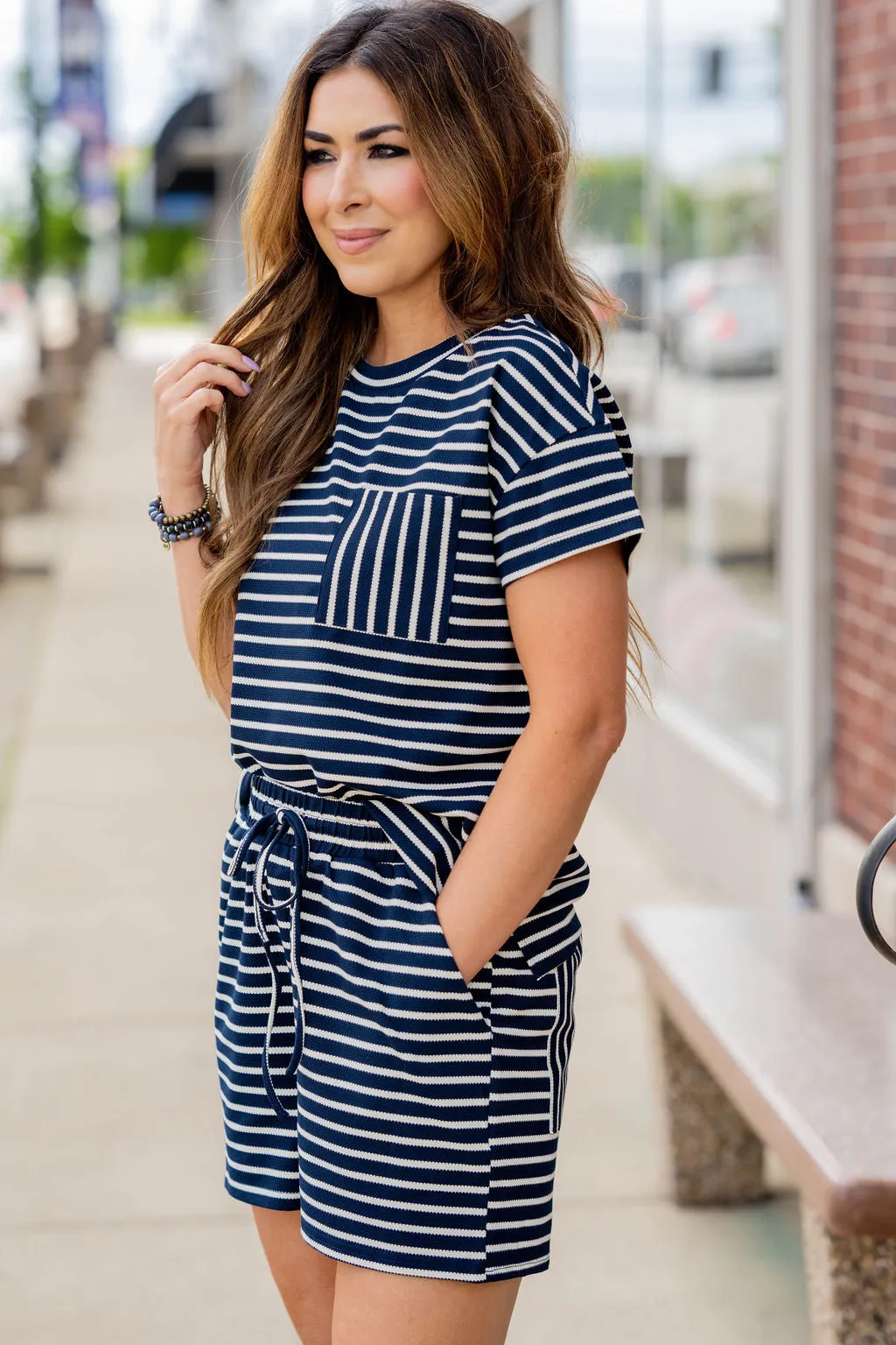 Mixed Stripes Shorts Set