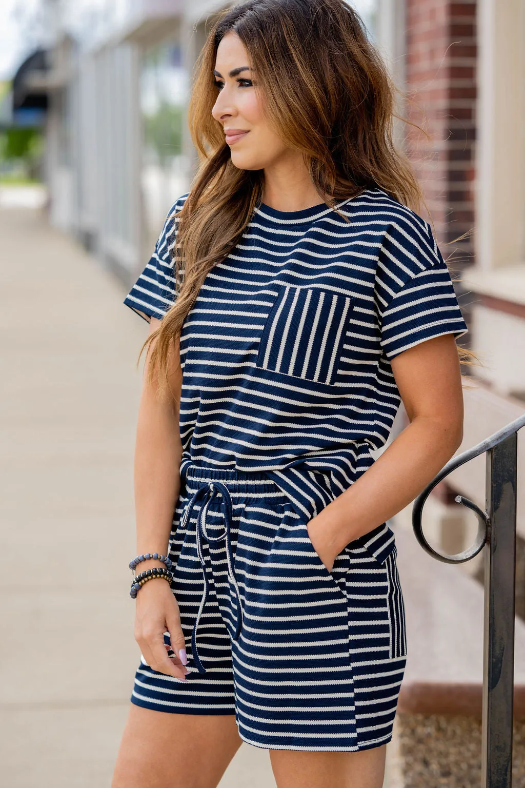 Mixed Stripes Shorts Set