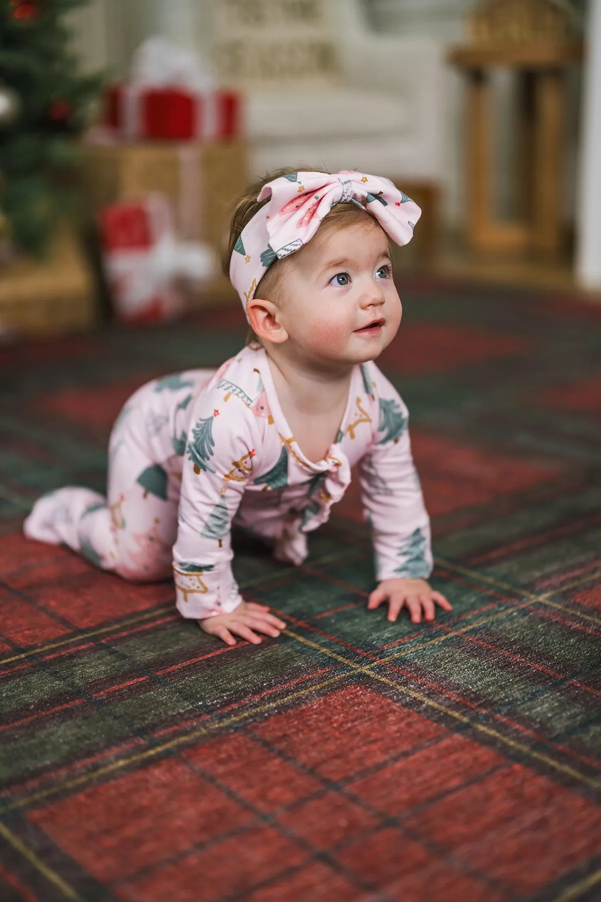 Mom & Me - Bamboo Pastel Pink Christmas Tree Pajamas