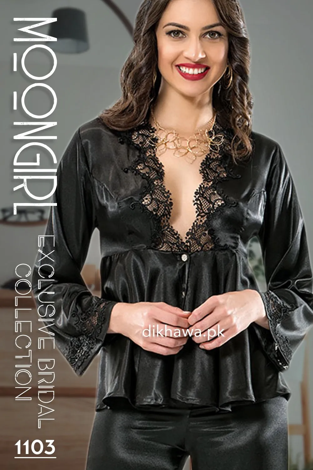 Moongirl - Exclusive Bridal Wedding Nightdress & 2Pc Pajama Set 1103 - Turkish Brand