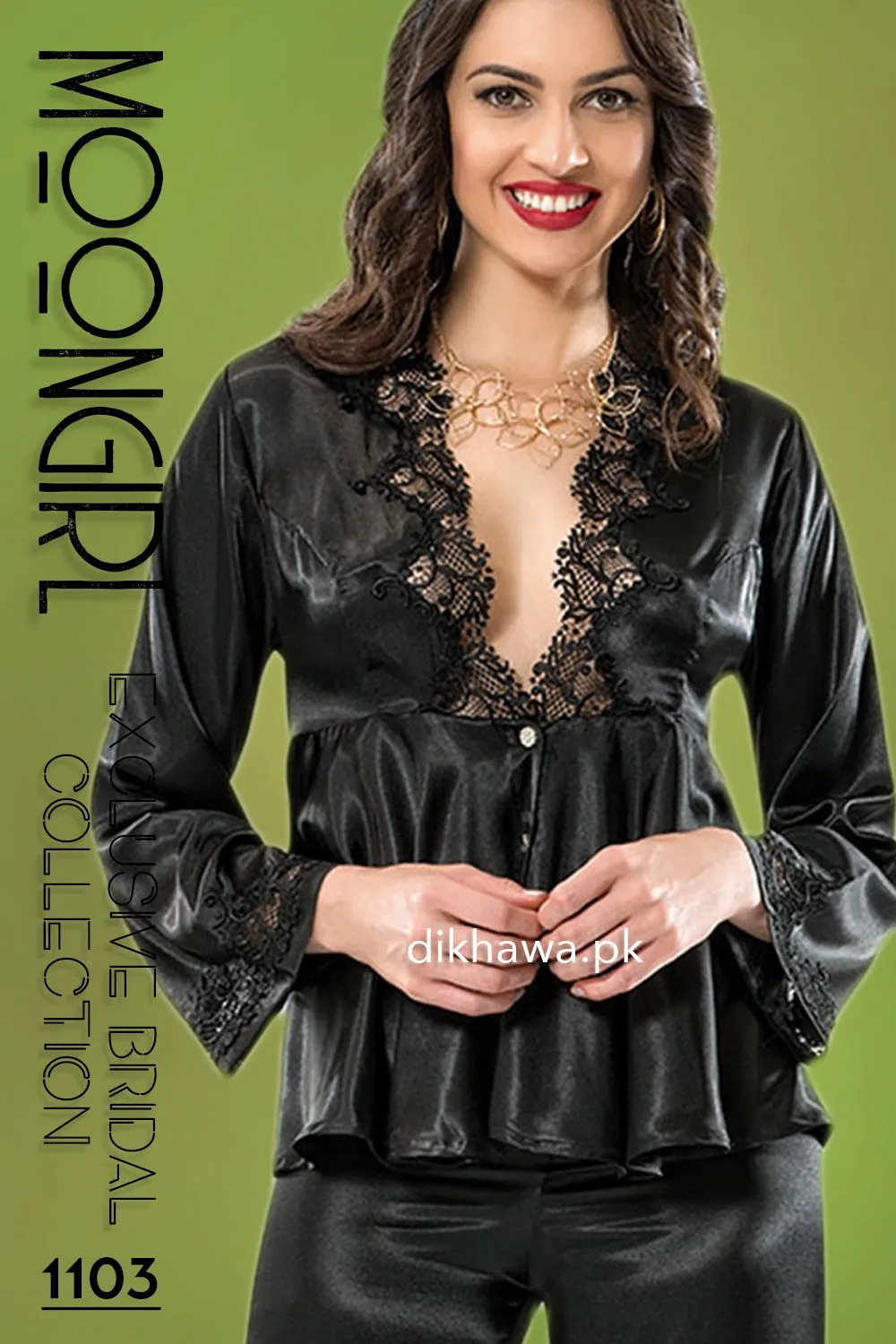 Moongirl - Exclusive Bridal Wedding Nightdress & 2Pc Pajama Set 1103 - Turkish Brand