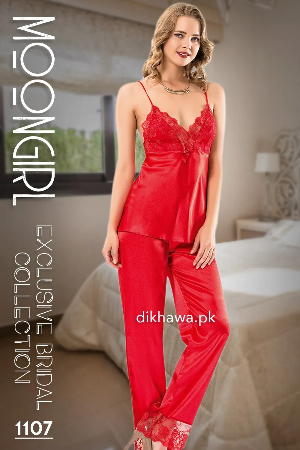Moongirl - Exclusive Bridal Wedding Nightdress & 3Pc Pajama Set 1107 - Turkish Brand