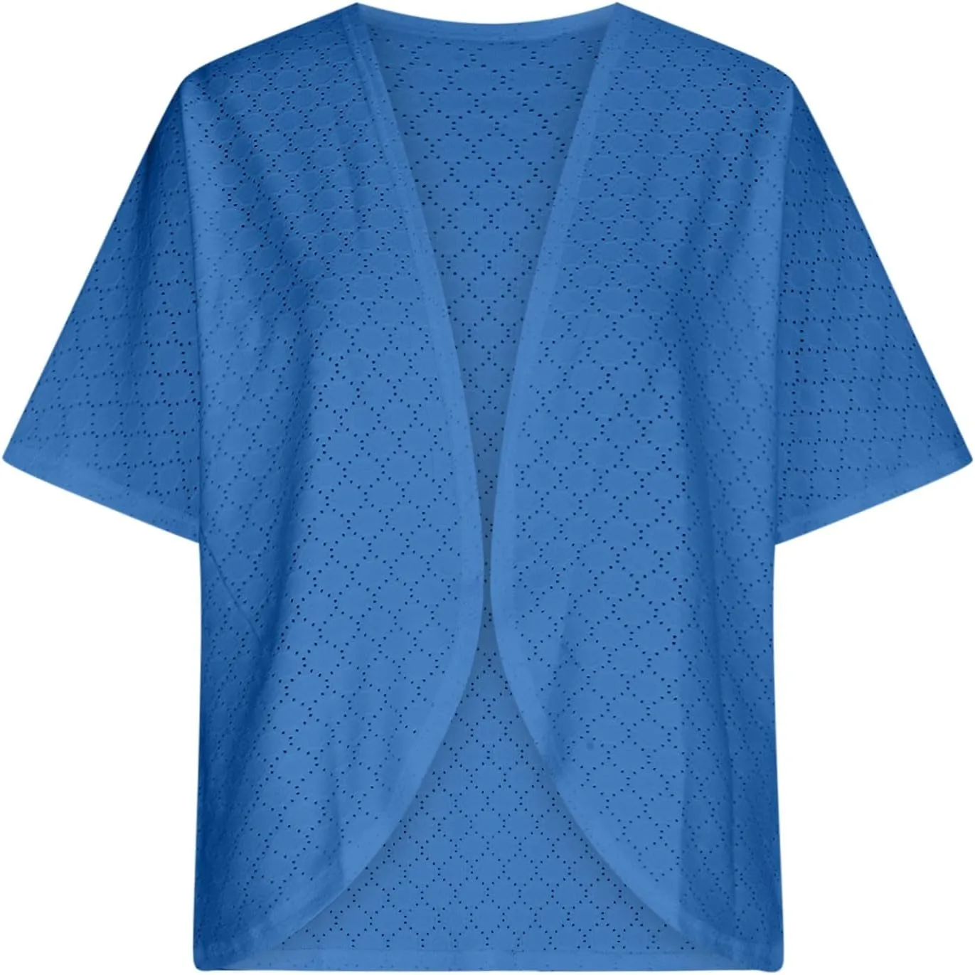 Mzkdieey Women's Eyelet Embroidery Kimono Cardigan Summer Swimsuit Cover Ups Open Front Short Sleeve Beach Robe Resort Wear