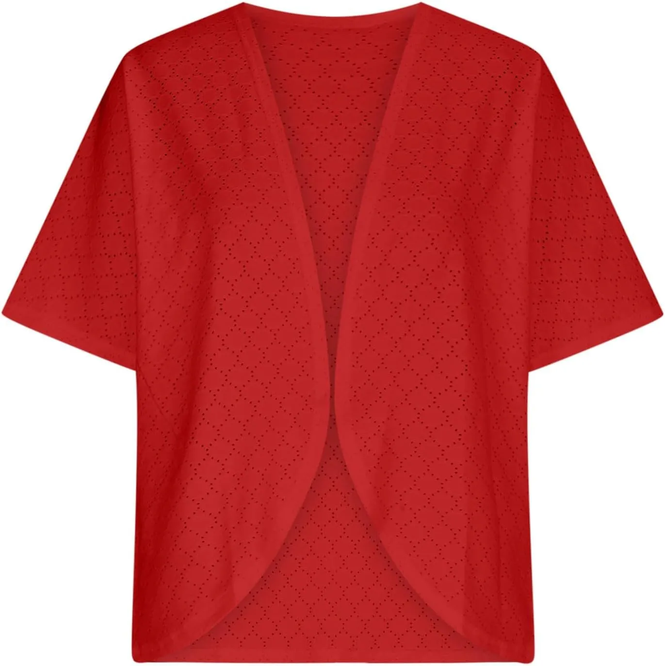 Mzkdieey Women's Eyelet Embroidery Kimono Cardigan Summer Swimsuit Cover Ups Open Front Short Sleeve Beach Robe Resort Wear