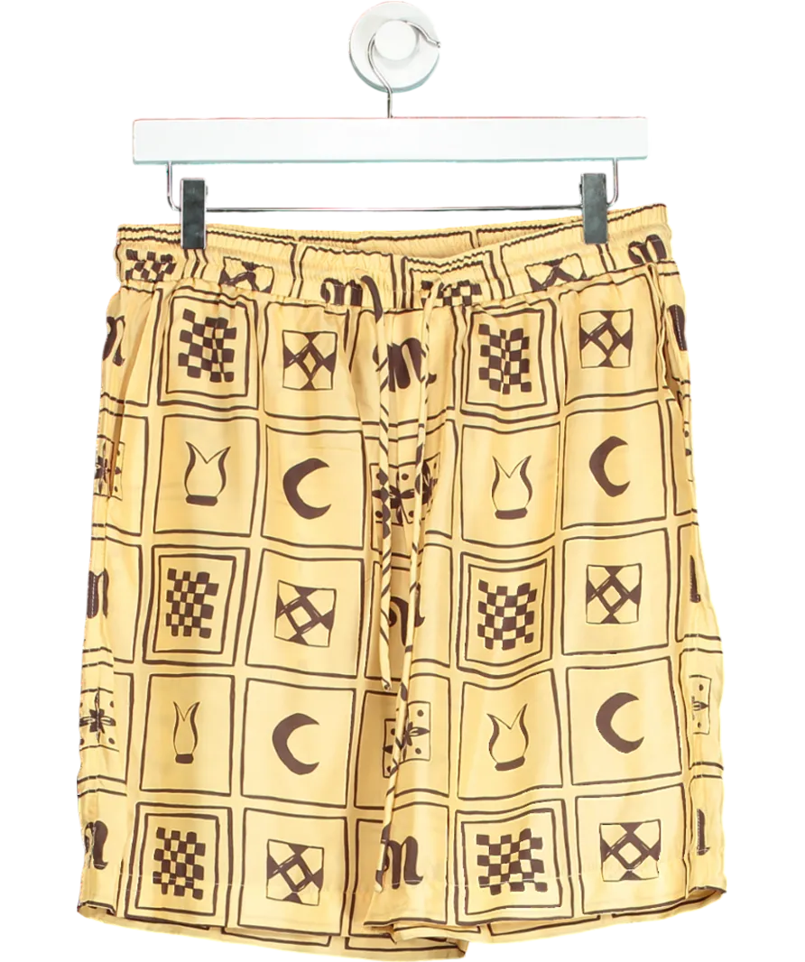 Nanushka Orange Printed Silk-twill Shorts UK M