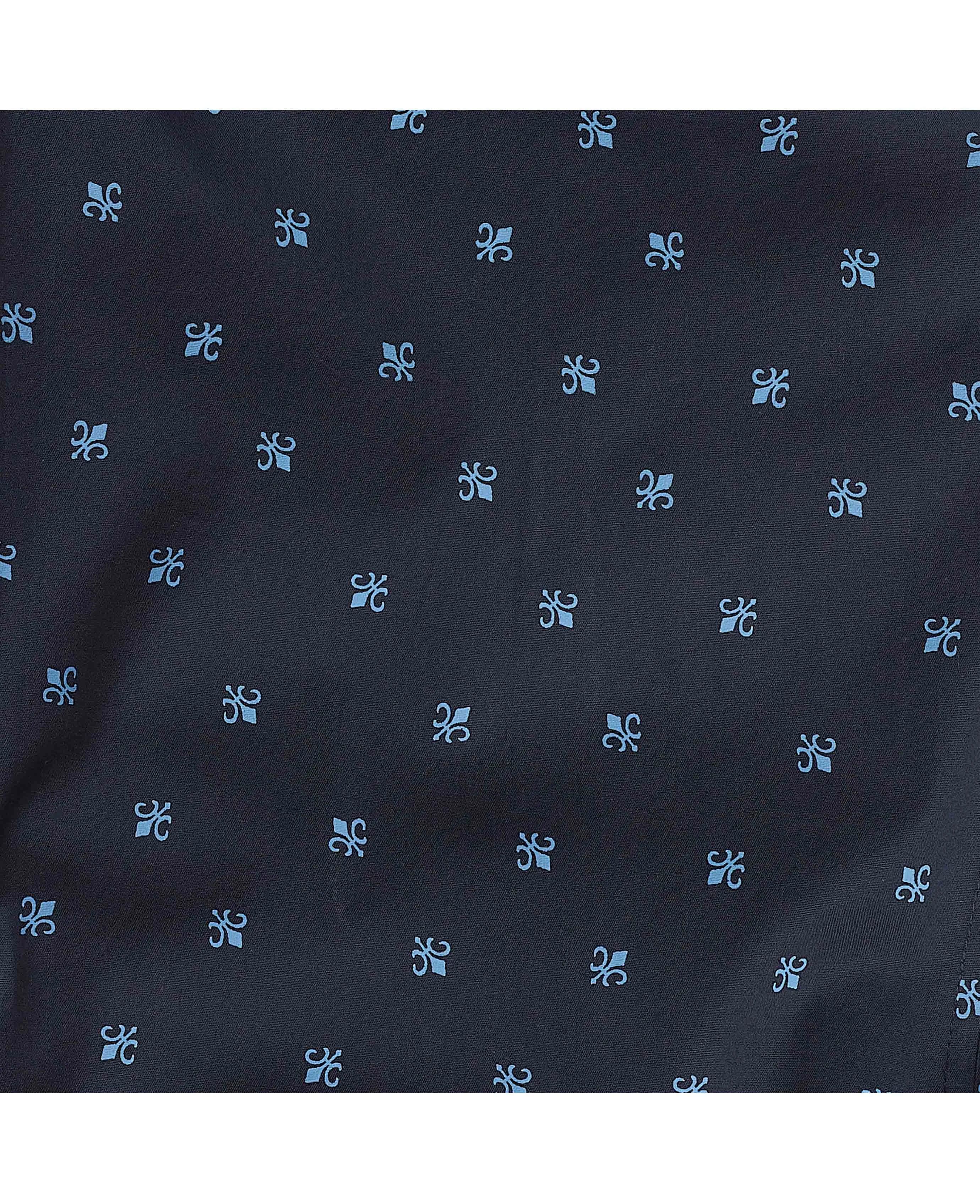 Navy Blue Fleur-de-Lys Cotton Lounge Pants