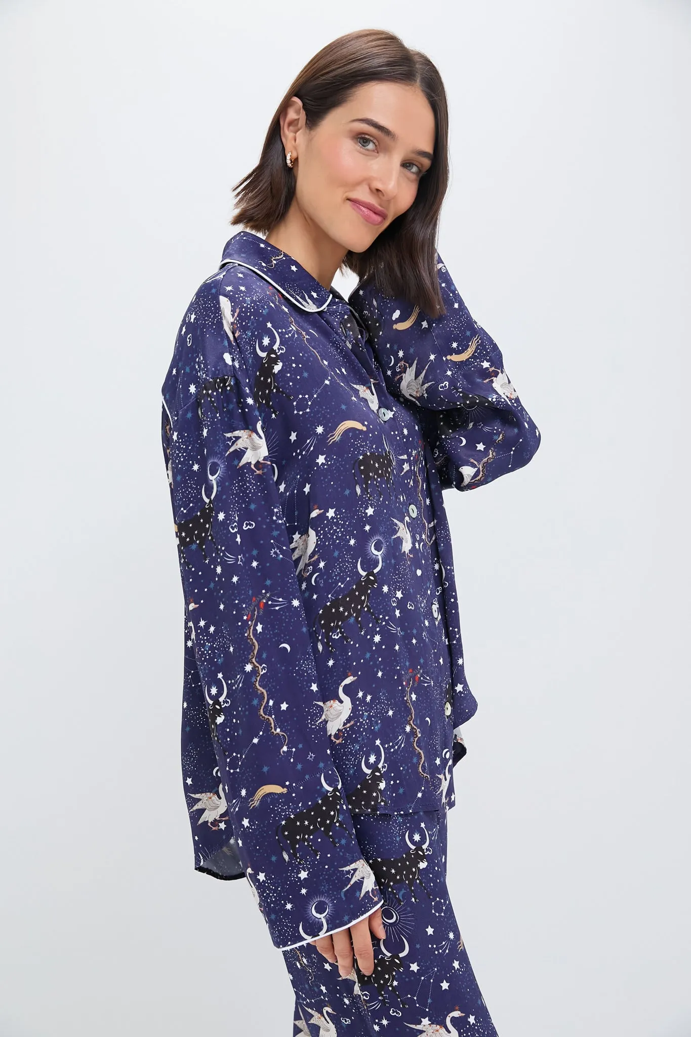 Navy Mystic Print Pastelle Oversized Shirt