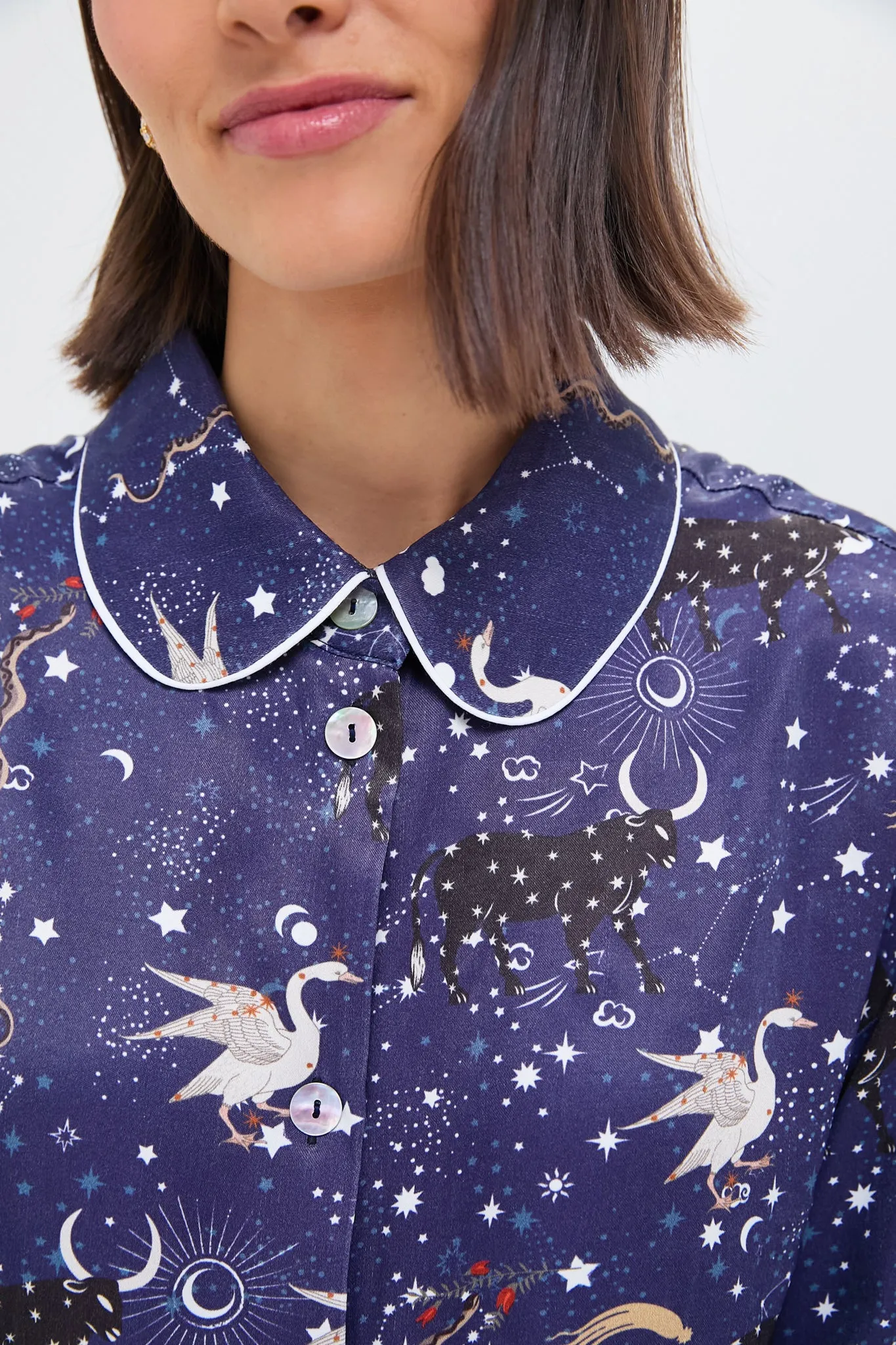Navy Mystic Print Pastelle Oversized Shirt