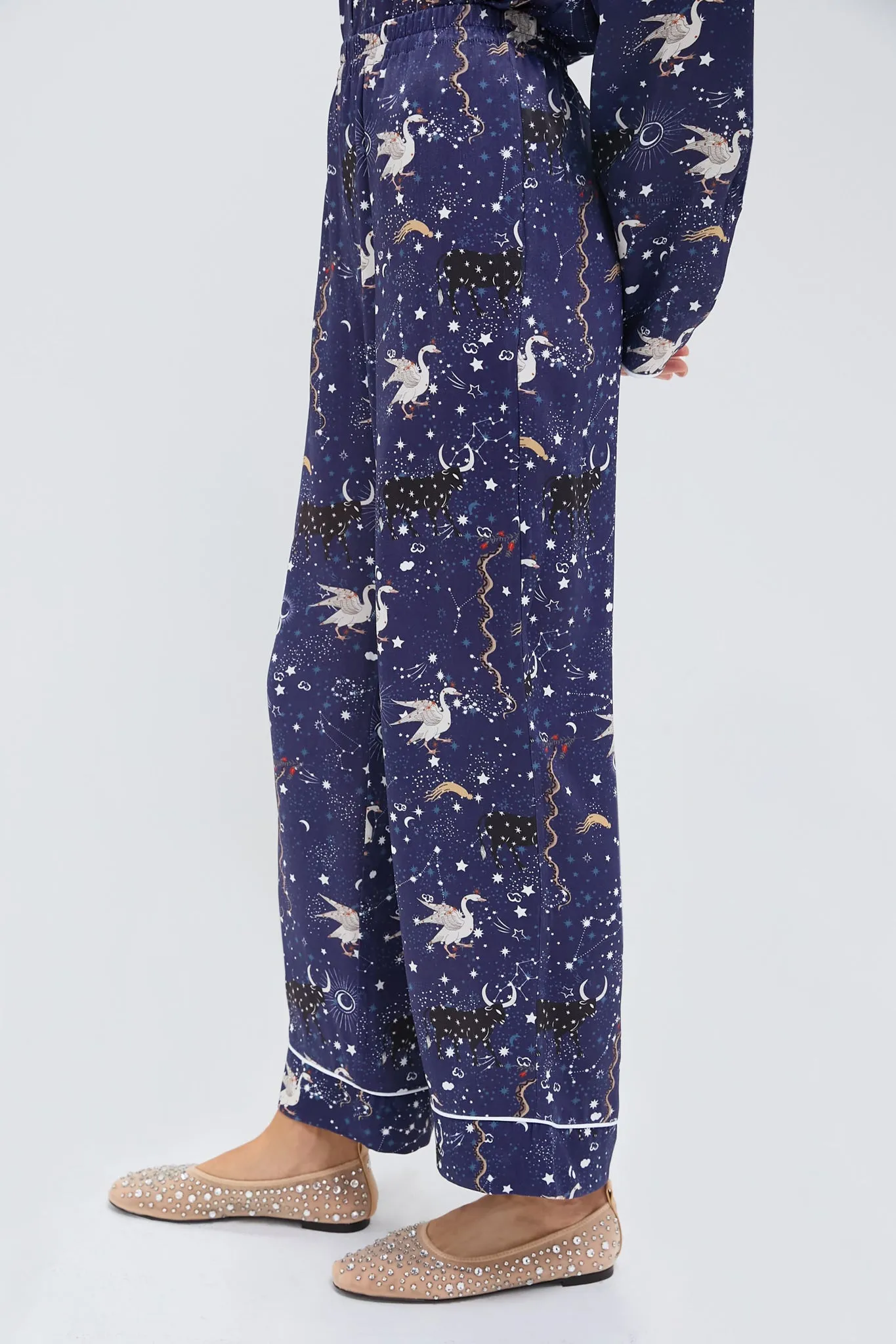 Navy Mystic Printed Pastelle Oversized Pants