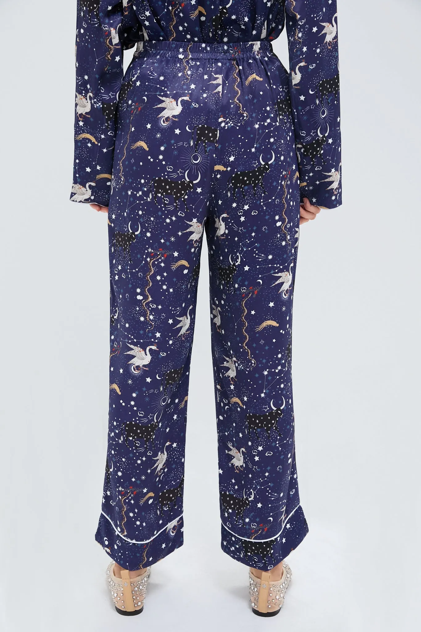 Navy Mystic Printed Pastelle Oversized Pants