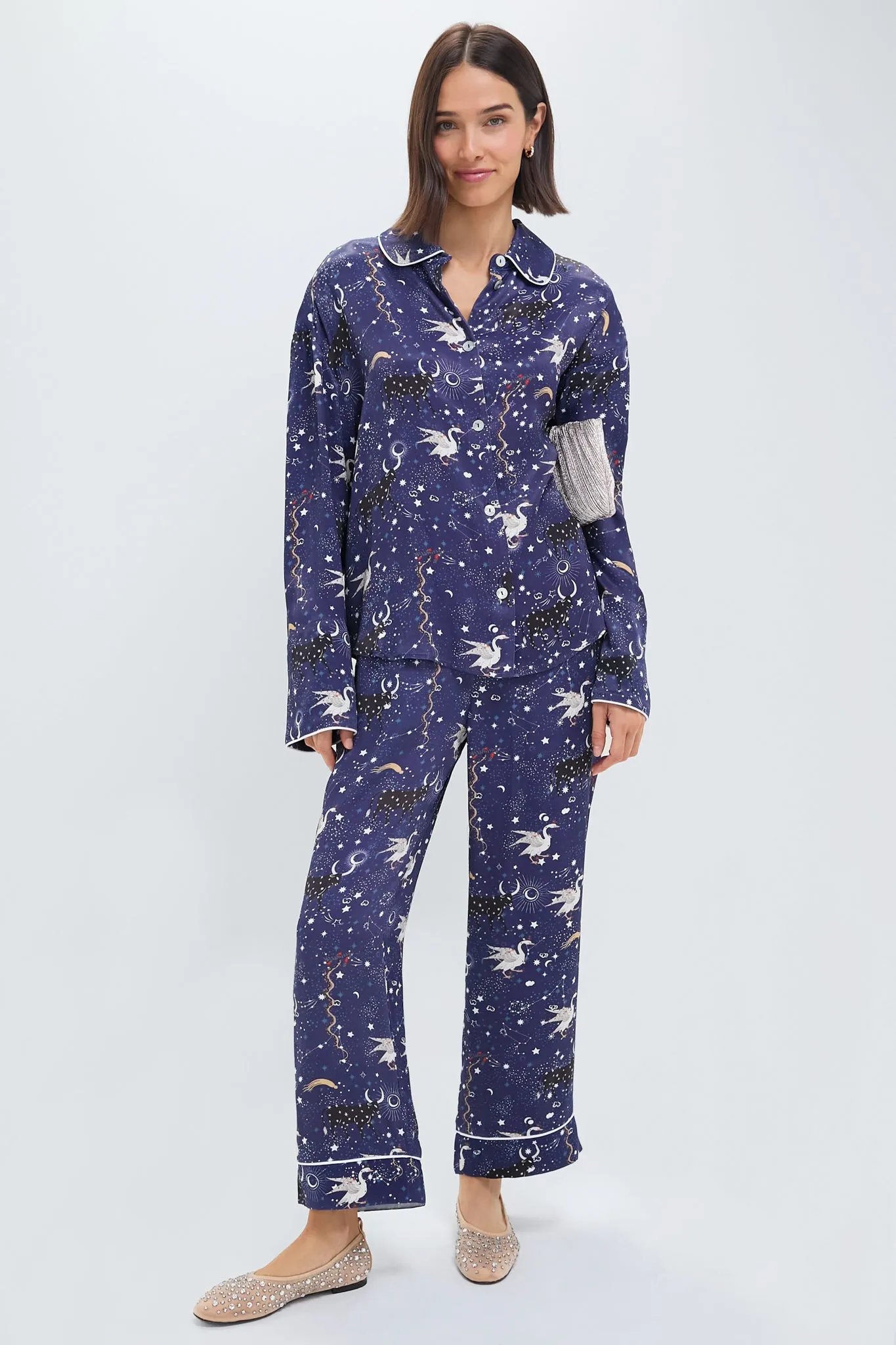 Navy Mystic Printed Pastelle Oversized Pants