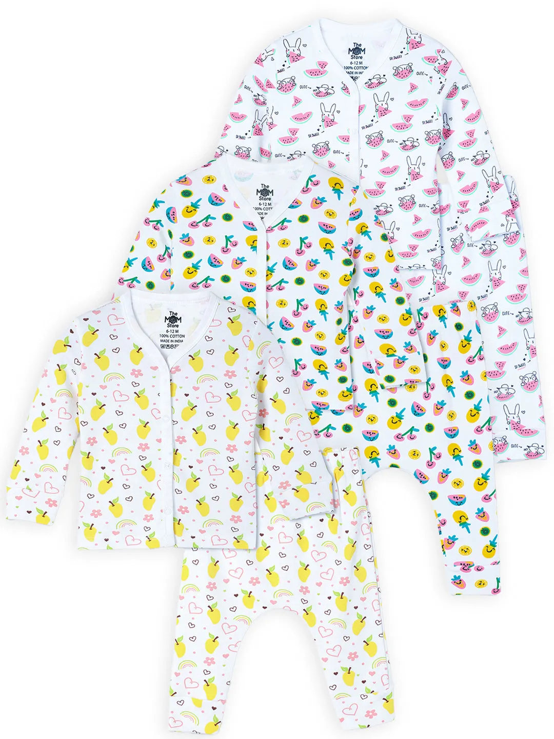 Newborn and Infant Pajama Set Combo of 3: Summer Melon-Berry Bites-Mango Mia