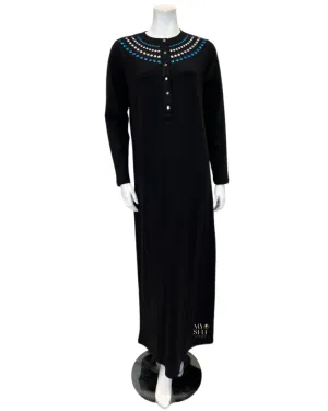 Nico Italy Blue Silver Studs Snap Front Cotton Nightgown