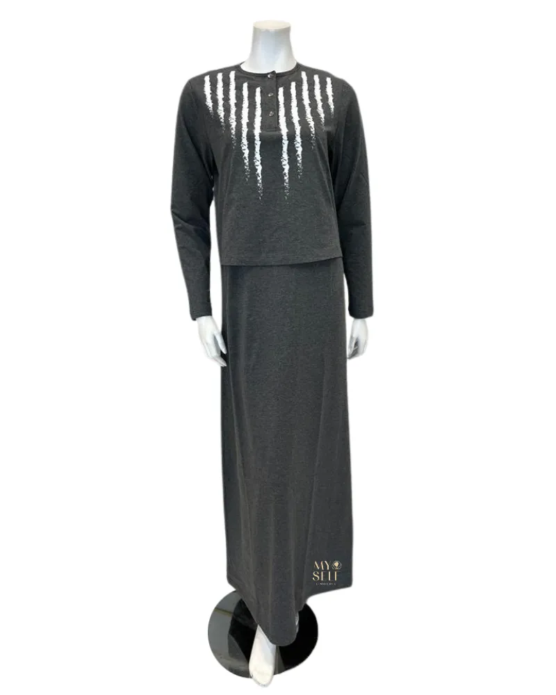 Nico Italy Grey Brush Stroke Cotton Nursing Nightgown