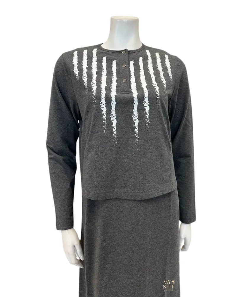 Nico Italy Grey Brush Stroke Cotton Nursing Nightgown