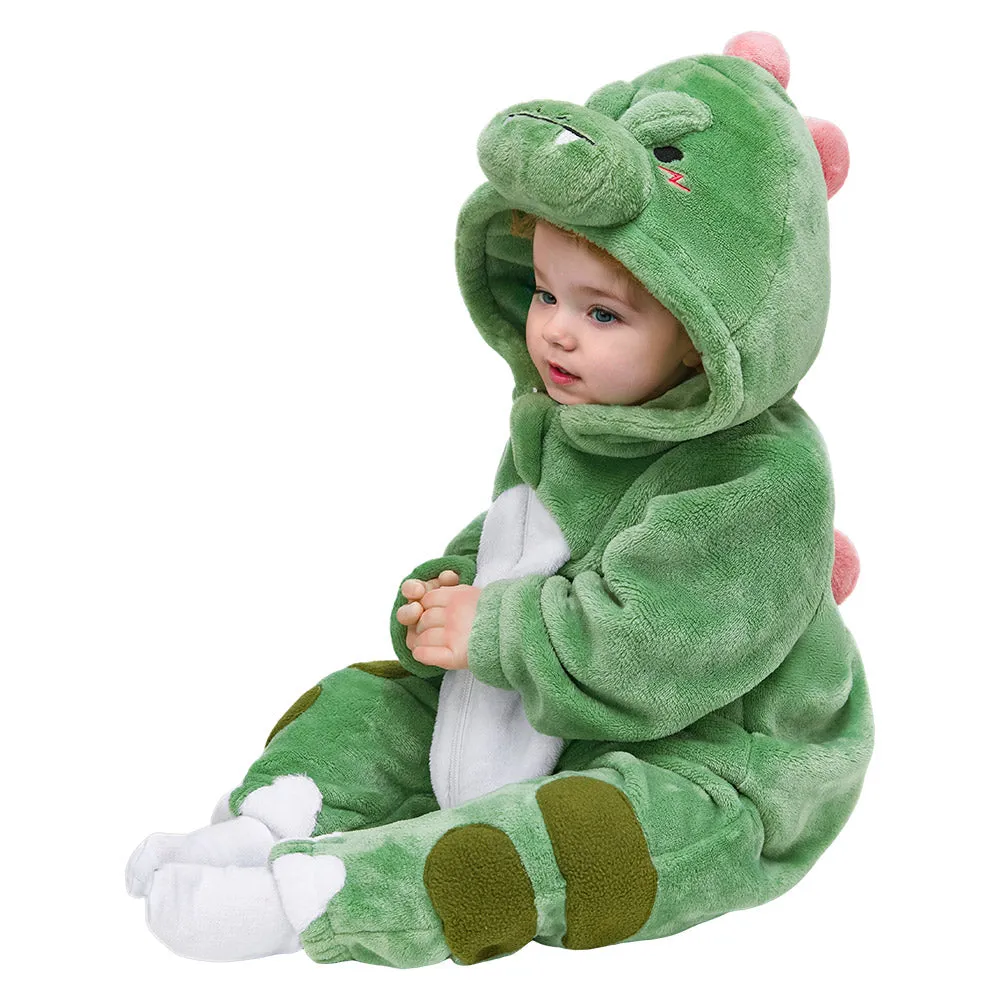 OLAOLA Baby's Dinosaur Animal Onesie Plush Soft Flannel Warm Home Pajamas One-Piece Sleepwear