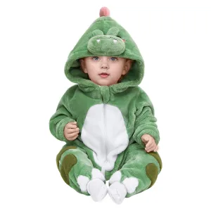 OLAOLA Baby's Dinosaur Animal Onesie Plush Soft Flannel Warm Home Pajamas One-Piece Sleepwear