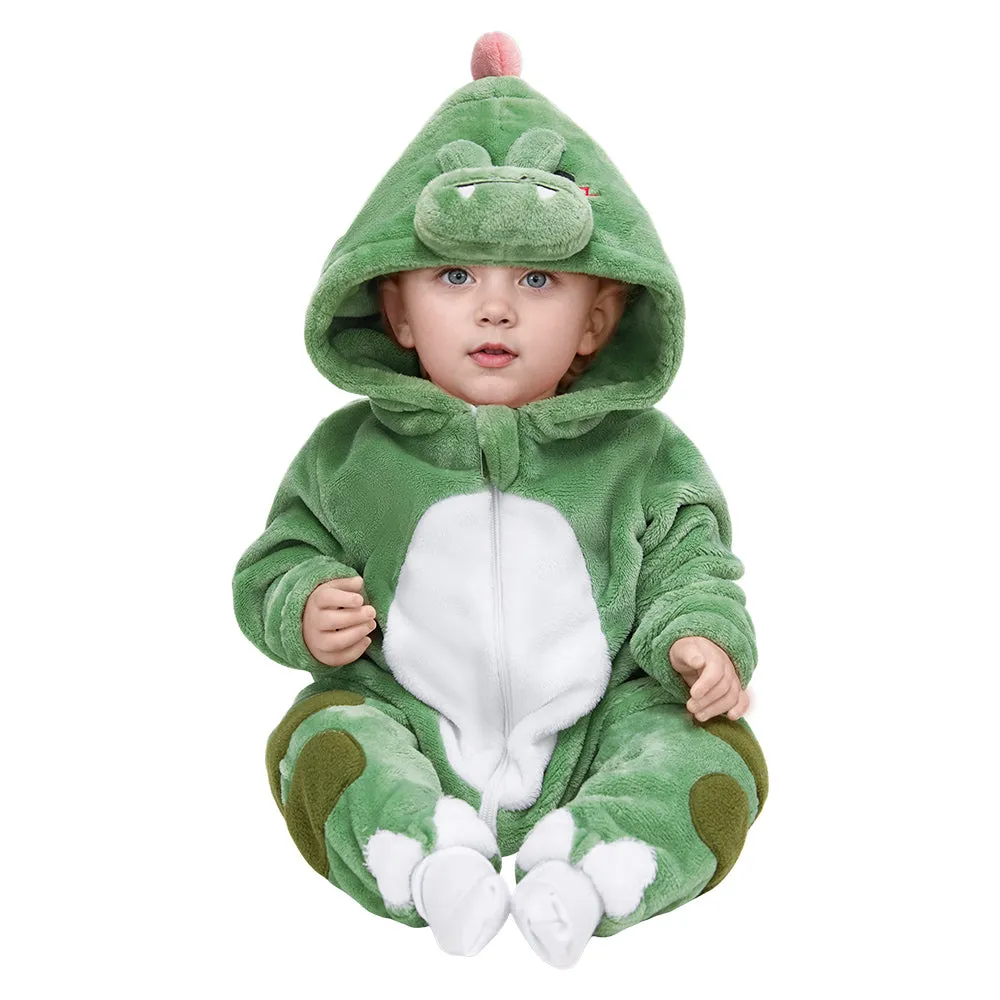 OLAOLA Baby's Dinosaur Animal Onesie Plush Soft Flannel Warm Home Pajamas One-Piece Sleepwear