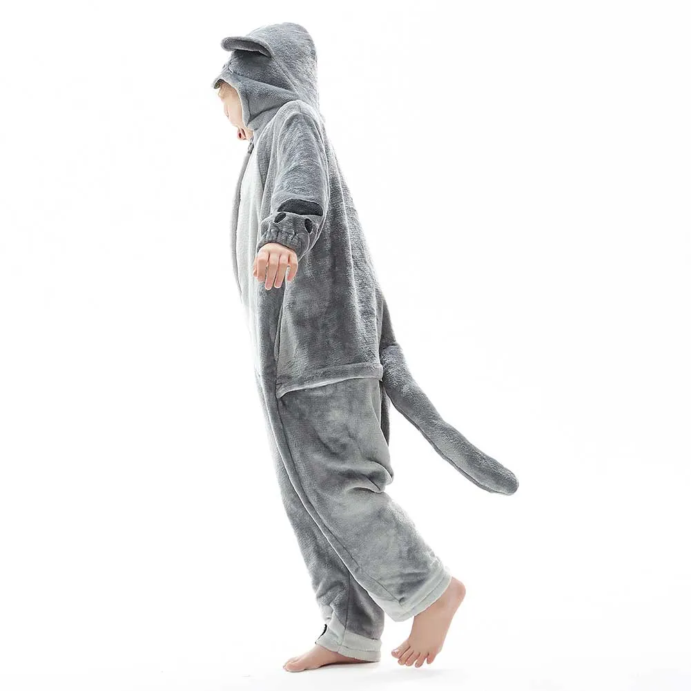 OLAOLA Kids Cat Animal Onesie Plush Soft Flannel Warm Home Pajamas One-Piece Sleepwear