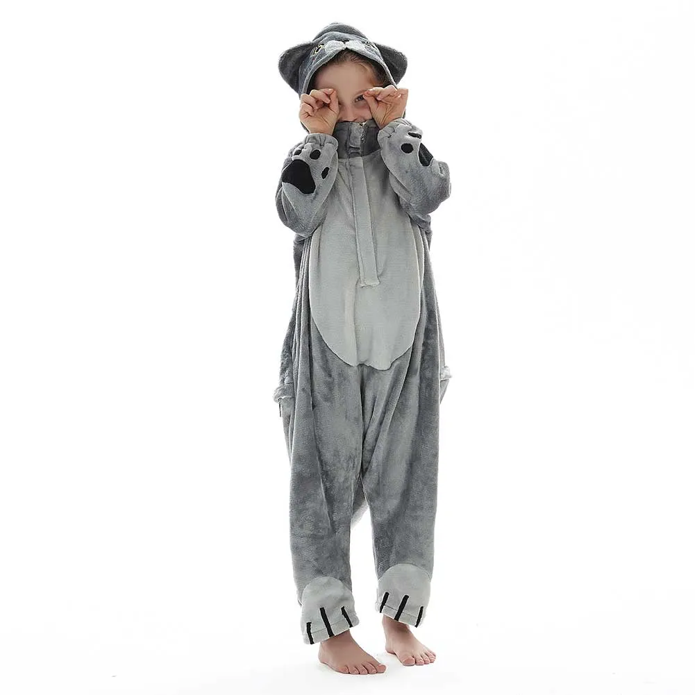 OLAOLA Kids Cat Animal Onesie Plush Soft Flannel Warm Home Pajamas One-Piece Sleepwear